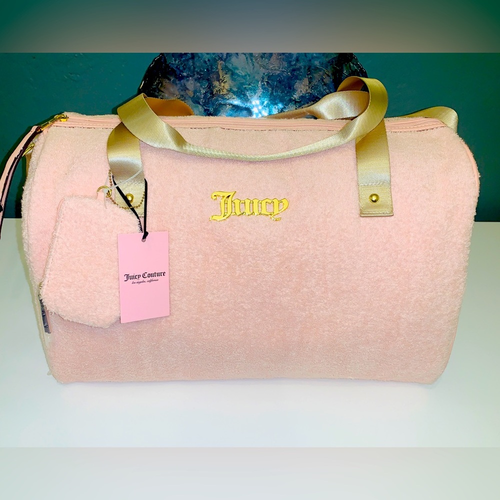 Juicy Couture Light Pink Terry Weekender Duffle Bag HTF Rare NWT